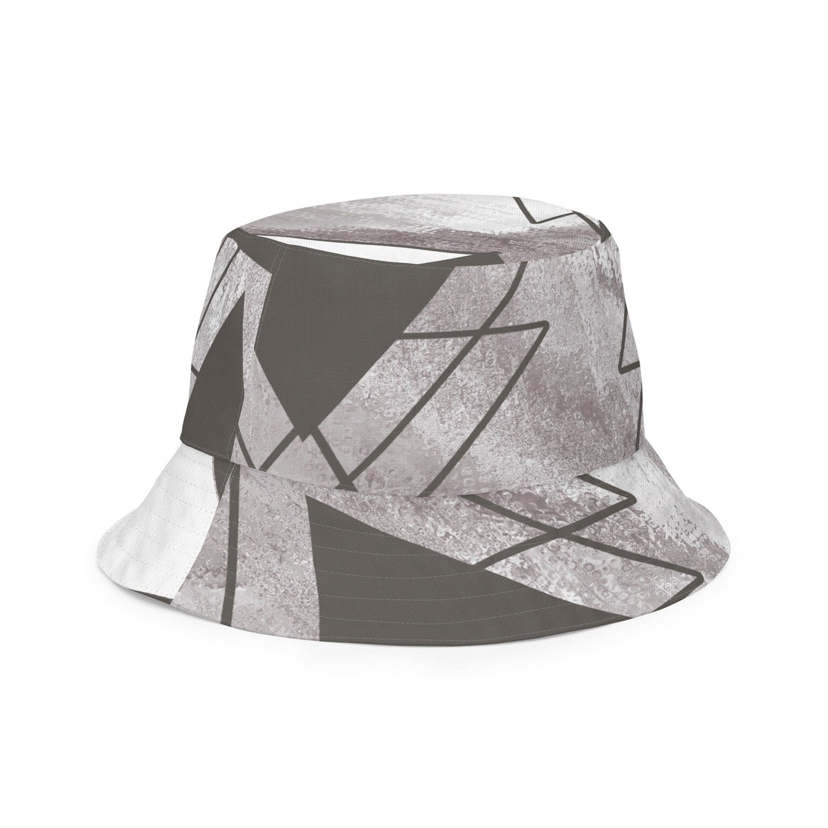 Reversible Bucket Hat Ash Grey and White Triangular Colorblock | eBay