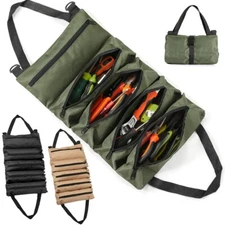 Multi-Purpose Tool Roll Up Bag 5 Pocket Wrench Pouch Canvas Hanging Organizer US