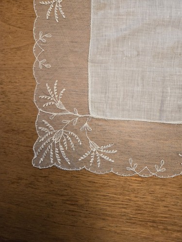 VINTAGE HANKY WEDDING HANDKERCHIEF NEW TAGS LACE & IRISH LINEN 11.75 In - Picture 5 of 7