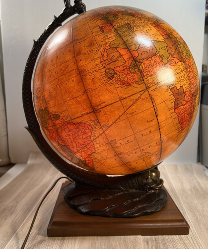 De colección RARO 1949 Crams 10.5” Globo Iluminado Serpiente Marina El Delfín Art Nouveau - Imagen 15 de 20