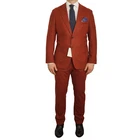 Men Suitsupply Suit Wool Flannel Burning Red Half Lined Havana EU54 UK/US44 S336