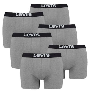 6 Pack Levis Men Solid Basic Boxers Size S - XXL Middle Grey Melange NEW