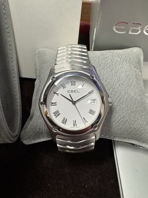 EBEL Men's 37mm Wave Swiss Watch 9187F41 SS Date Quartz | eBay