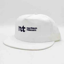 Northern Telecom Snapback Trucker Hat Cap Advertising White Made in USA Vintage