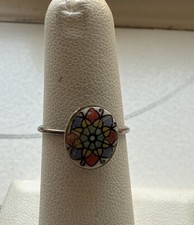 Sterling Silver Rings With Stone Flower Design