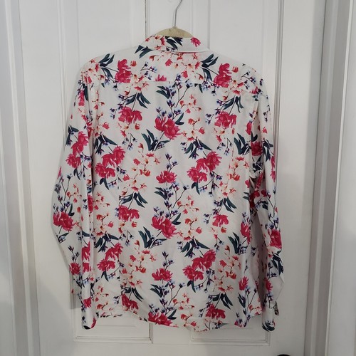 Lands End Womens Floral Button Up Top SIZE 16 Long Sleeve No Iron Supima Cotton - Picture 8 of 10