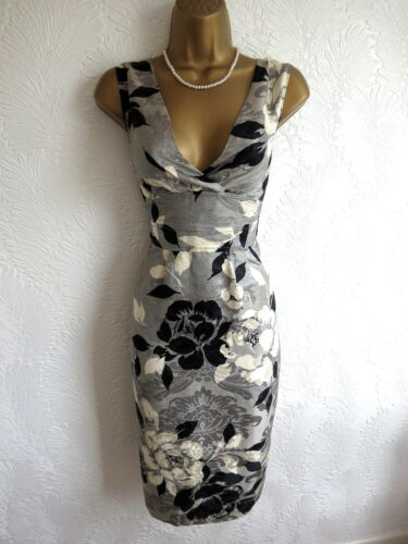 Phase Eight grey floral wiggle pencil dress size 8 - image 1