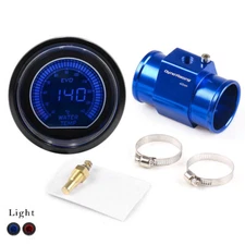 2" 52mm EVO Red&Blue LED Water Temp Gauge Meter w/42mm Joint Pipe Sensor Adapter