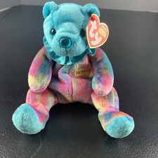 1890    TY Beanie Baby DECEMBER the Birthday Bear Party Suit "BLUE TOPAZ"