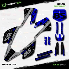 Gray & Blue Slick Racing Graphics Kit fits Kx85 01-13 Plates Kx 85 2001-2013