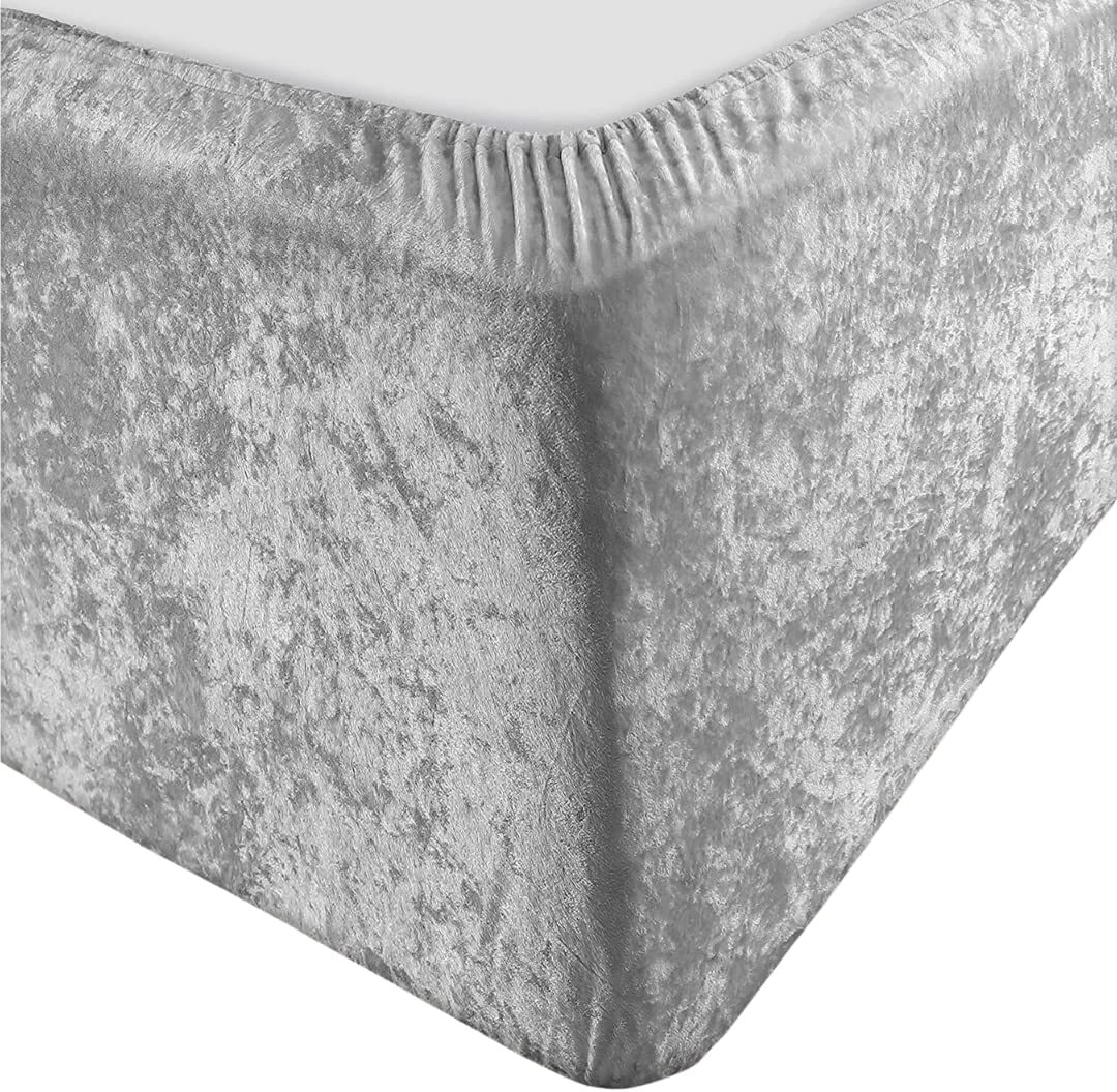 Base de cama de sofá de terciopelo triturado envolturada sábana marco cubierta doble rey