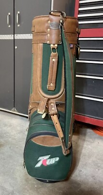 Burton Vintage Golf Cart Bag 7 UP - 6 Way - Green & Tan w/ Leather
