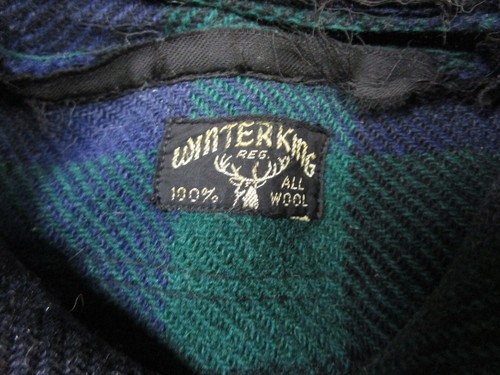 True Vintage 50s 60s Winter King Flannel (L/XL) Pocket 100% Wool Workwear Plaid - Picture 11 of 15