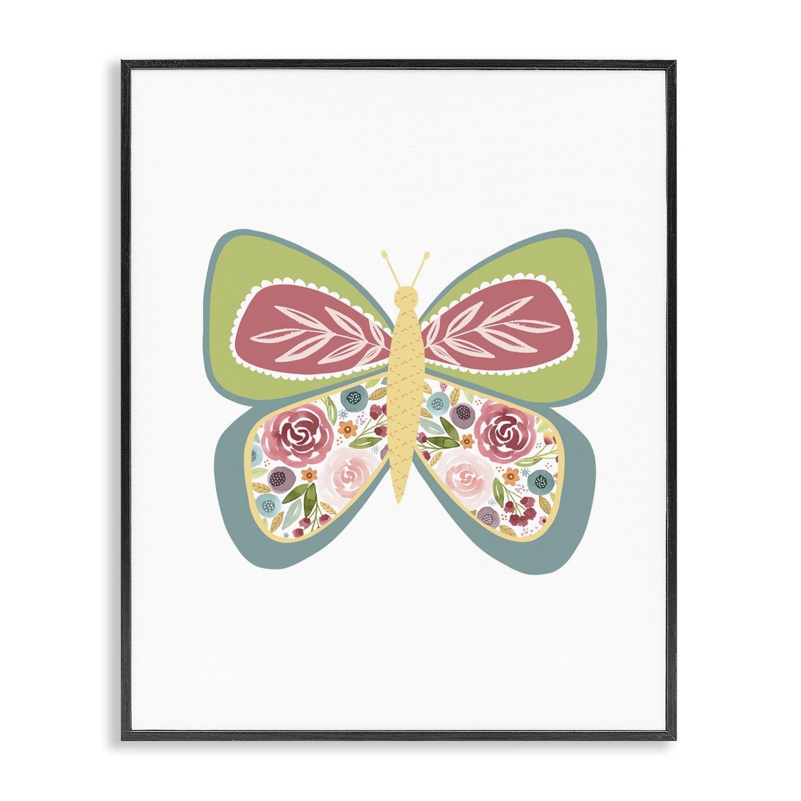 Boho Pattern Butterfly Framed Giclee Art Design by Lisa Nohren