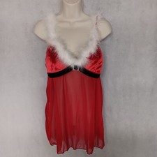 Babydoll Chemise Large Red Santa Mrs Claus Christmas Holiday Winter