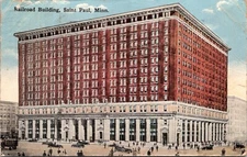 St. Paul Minnesota View of the Railroad Building 1917 WWI Postcard  24409