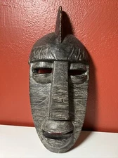 Antique primitive folk art hand carved wood Face Mask, wall art