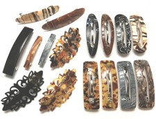 Women Barrette Buckle Stripe Marble Print Long Hair Clip Light Vintage Retro New