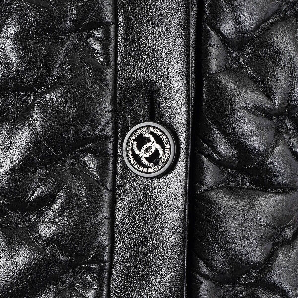 68371 auth CHANEL black leather 2013 13K QUILTED PUFFER 68371 auth CHANEL black leather 2013 13K QUILTED PUFFER