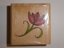 Wood Mount Rubber Craft Stamp Hampton Arts 2010 Tulip Flower EUC