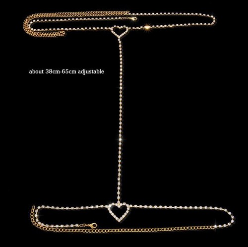 Sexy Rhinestone Heart Leg Thigh Chain Jewelry for Women Shining Crystal Harness - Picture 6 of 20