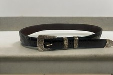Chacon Sterling Silver Buckle Genuine American Alligator Belt - Size 31-Handmade