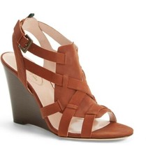 *NEW* Sarah Jessica Parker Tiana Wedge Sandals sz EUR38 Brown Free Shipping 