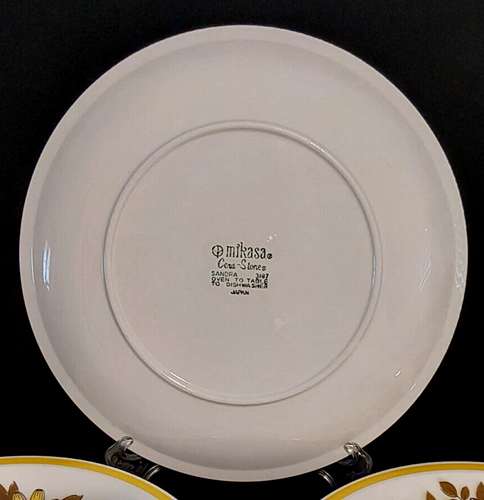 6 X Vintage Mikasa Cera-Stone Sandra Dinner Plates Yellow Daisy Floral #3187 - Picture 3 of 4