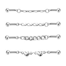 ZS 4Pcs 14G Chain Industrial Barbell Earring, 316L Surgical Steel Chain Carti...