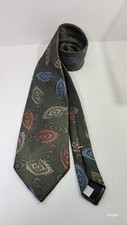 OSCAR DE LA RENTA, Green Paisley print,made in USA, men's neck tie