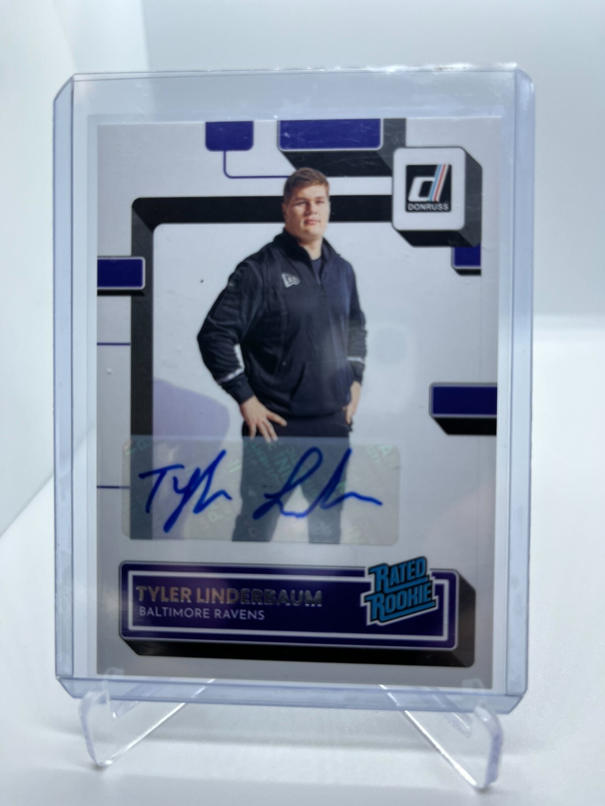 2022 Donruss Tyler Linderbaum Autograph Rated Rookie RC Ravens #400 Iowa