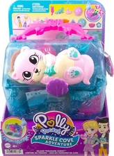 Polly Pocket Playset, Animal Toy with 2 Dolls, Surprise Acc & Water Play