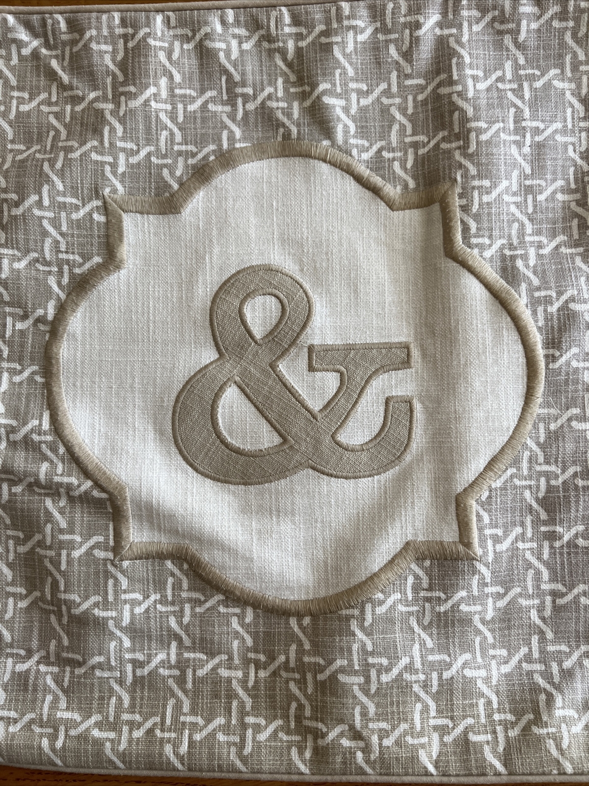 NEW PAIR THRESHOLD Monogram & Throw Pillow Slip Cover Zippered 18" x 18