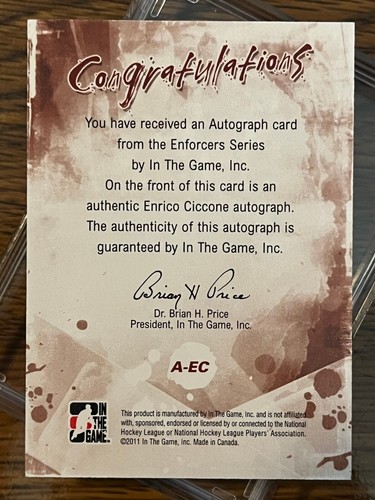2011/2012 - In The Game - Enforcers - Autographed Cards - Picture 53 of 165
