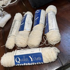 Quaker Yarns Velna Virgin Wool Rayon Glamour White 3941 Set Of 5 Pcs Vintage N1