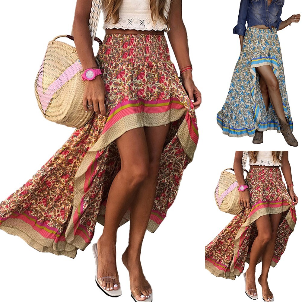 Faldas de mujer de dobladillo alto bajo moda verano elegante playa vintage  2023 | eBay