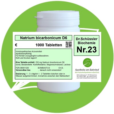 Schüßler-Salz Nr.23 Natrium bicarb. D6 glutenfrei 1000 Tabl. PZN 08001520