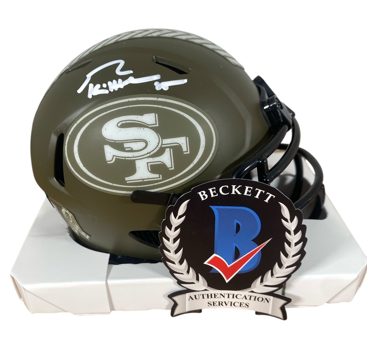 George Kittle Autographed Signed San Francisco 49ers 49ers Salute to Service STS Mini Helmet Beckett COA W192474 