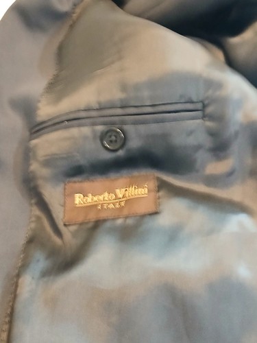 Vintage 80s Blazer Men 42R Gray Roberto Villini 3 Button Wool Italy Notch Lapel - Picture 4 of 9