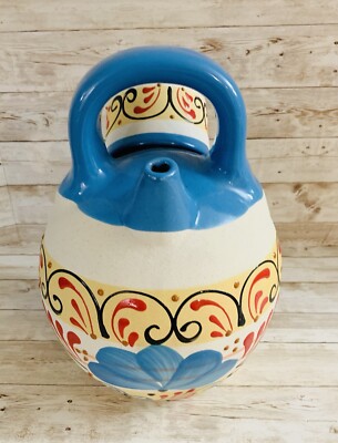Mexican Clay Pottery Water Jug Decanter with Cup Garrafon De Barro