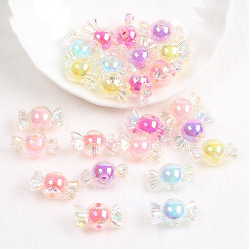25 Mixed Color Luster AB Acrylic Candy Chunky Beads 22X12mm "Bead inside Bead" - Picture 8 of 8