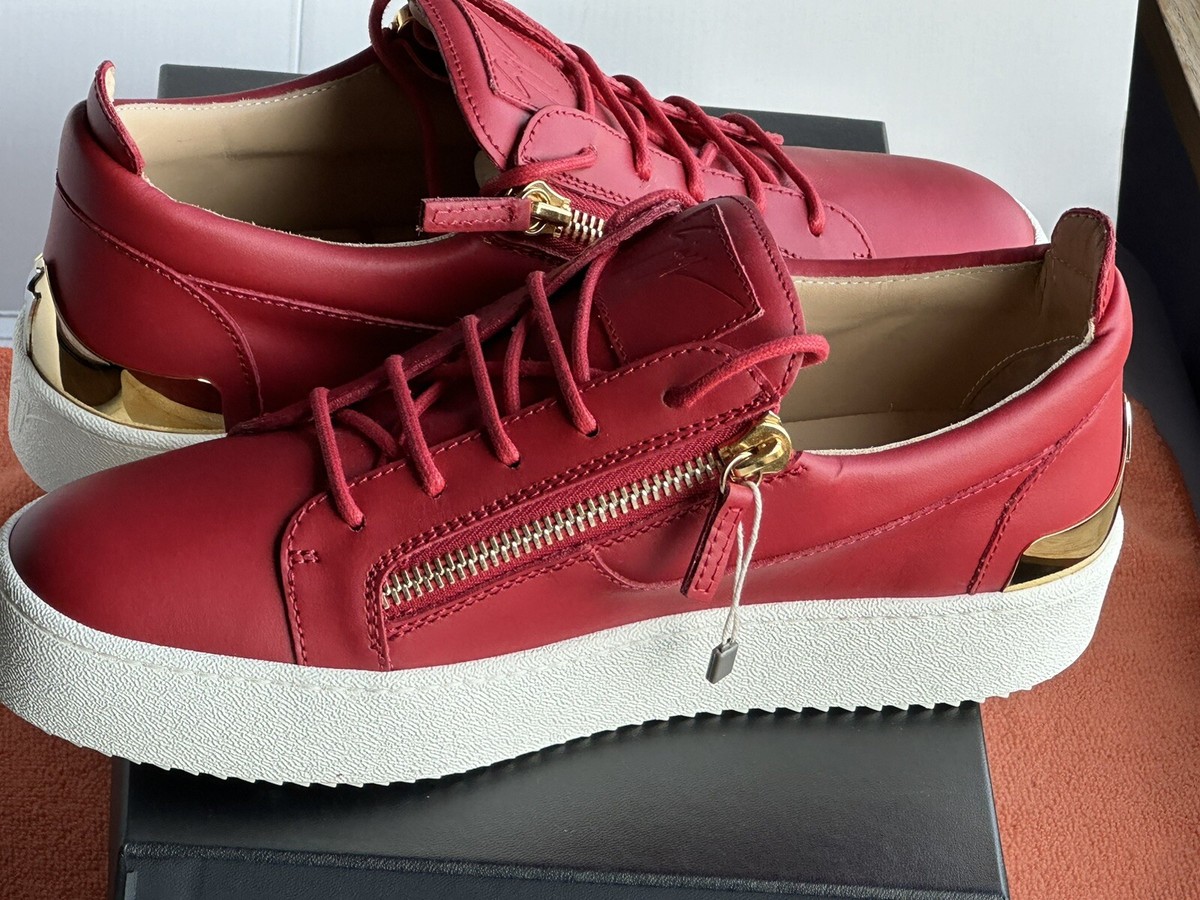 Giuseppe Zanotti Fashion Red Calfskin Sneakers size 10 US/43 EU