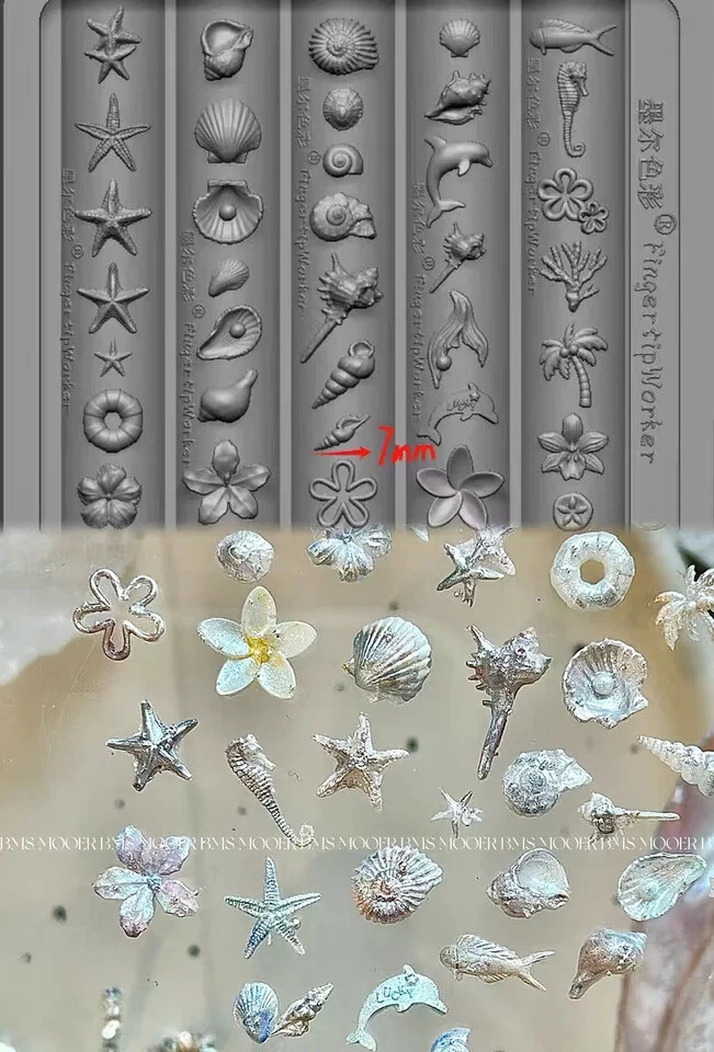 Molde de uñas acrílico 3D diseño de esqueleto de rosa serpiente para arte en uñas hágalo usted mismo 1 pieza Foto 3 de 4