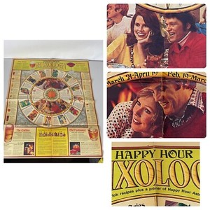 Vintage Bar Ephemera Happy Hour Astrological Mixology Poster 1973