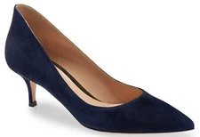 GIANVITO ROSSI Ellipsis 55 Suede Pump Heels Denim Blue Size 38.5, US 8.5 - Italy