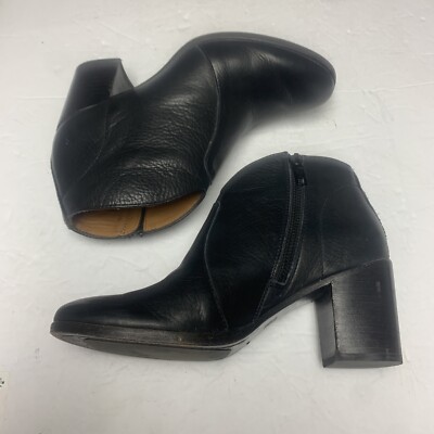 Frye Nora Short Heeled Zip Ankle Boots Black Pebbled Leather Shoes Women’s 