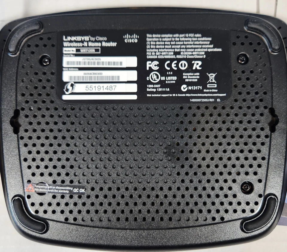 Linksys by Cisco Wireless-N Home Router Model WRT120N 4-Port 10/100 Ethernet - Image 4 of 4