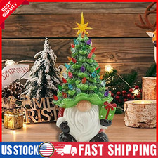 8" Lighted Gnomes Resin Christmas Tree with 46 Multicolored Lights Decor