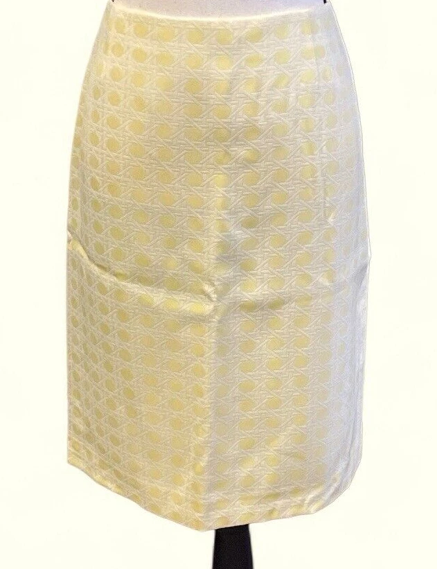 Alex Marie Pencil Skirt Size 6 Yellow Lined Center Back Zipper Slit - Image 3 of 4