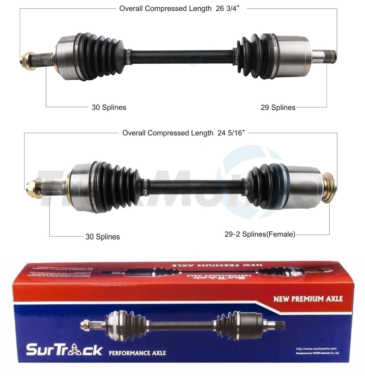 SurTrack Pair Set of 2 Front AAR CV Axle Shafts For Honda Accord 3.5l V6 Manual